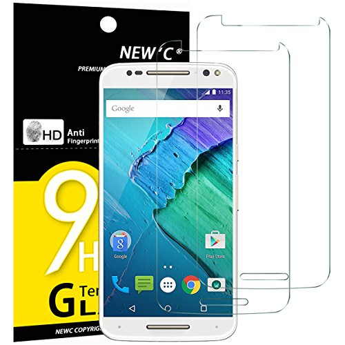 NEW'C 2 Unidades, Protector de Pantalla para Motorola Moto X-Style, Antiarañazos, Antihuellas, Sin Burbujas, Dureza 9H, 0.33 mm Ultra Transparente, Vidrio Templado Ultra Resistente