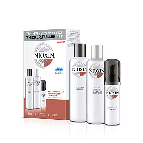 NIOXIN - Trial Kit (Champú, Acondicionador y Tratamiento) Sistema 4- CABELLO COLOREADO_DEBILITAMIENTO AVANZADO_HIDRATACION EQUILIBRADA -(300ml+300ml+100ml)