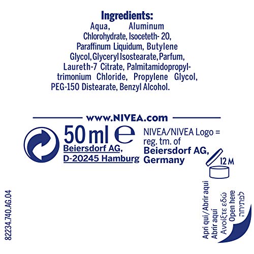 NIVEA Black & White Invisible Fresh Roll-on en pack de 6 (6 x 50 ml), desodorante roll on antitranspirante, desodorante sin alcohol con fragancia refrescante