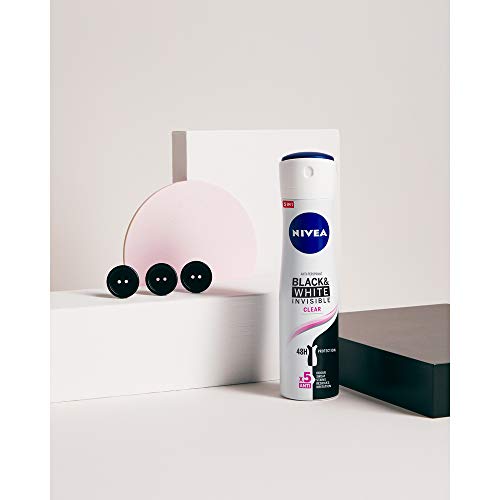 NIVEA Black & White Invisible Original Spray en pack de 6 (6 x 200 ml), desodorante antimanchas de cuidado femenino, desodorante invisible para proteger la piel y la ropa