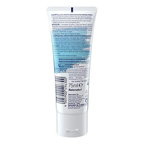 NIVEA mascarilla facial minimiza los poros urban detox tubo 75 ml