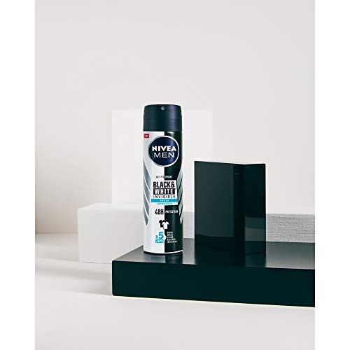 NIVEA MEN Black & White Invisible Active Spray (1 x 200 ml), desodorante antimanchas de cuidado masculino, desodorante invisible para proteger la piel y la ropa