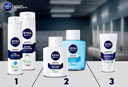 NIVEA MEN Sensitive Bálsamo After Shave (1 x 100 ml), para el cuidado de la piel sensible, bálsamo anti irritaciones con 0% alcohol para calmar la piel al instante