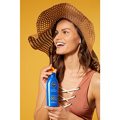 NIVEA SUN Protege & Hidrata Leche Solar FP10 (1 x 200 ml), protector solar hidratante y resistente al agua con protección UVA/UVB, protección solar baja