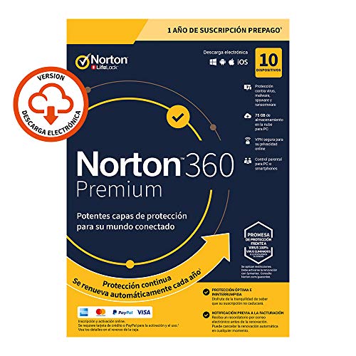 Norton 360 Premium 2020 - Antivirus software para 10 Dispositivos y 1 año de suscripción con renovación automática, Secure VPN y Gestor de contraseñas, para PC, Mac tableta y smartphone