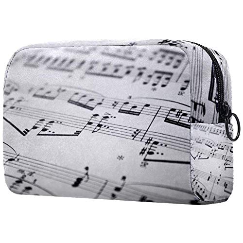 Notas musicales Oxford tela maquillaje bolsa monedero monedero organizador multifuncional hecho a mano bolsa de tela para mujeres