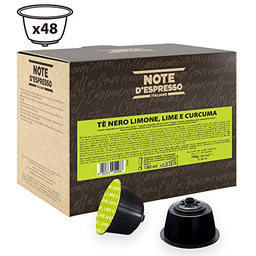 Note D'Espresso Cápsulas de Té Negro con Limón, Lima y Cúrcuma - 48 x 16 g, Total: 768 g