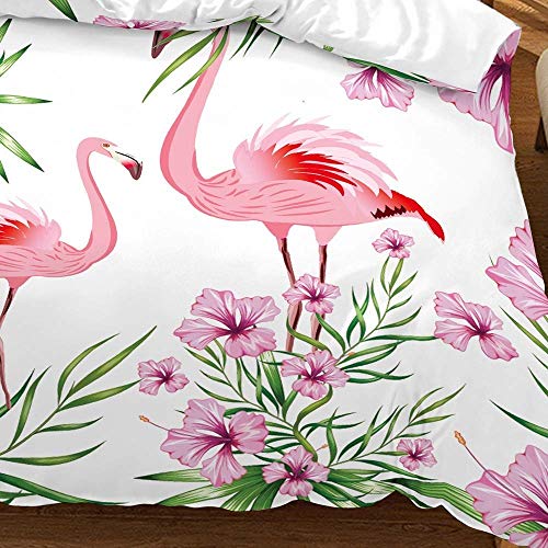 NYLIN Fundas Nórdicas Flamenco Rosa Colcha Estampada Amor Romántico Flamenco Juego De Ropa De Cama 2-4 PCS Fundas De Edredón Nórdico/Fundas De Almohada/Sábanas para Cama 90/135/150/180