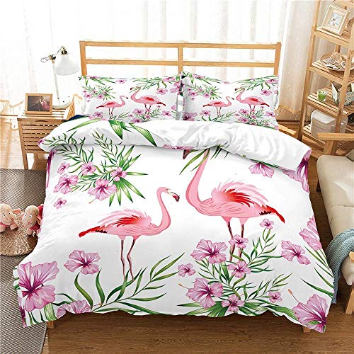 NYLIN Fundas Nórdicas Flamenco Rosa Colcha Estampada Amor Romántico Flamenco Juego De Ropa De Cama 2-4 PCS Fundas De Edredón Nórdico/Fundas De Almohada/Sábanas para Cama 90/135/150/180