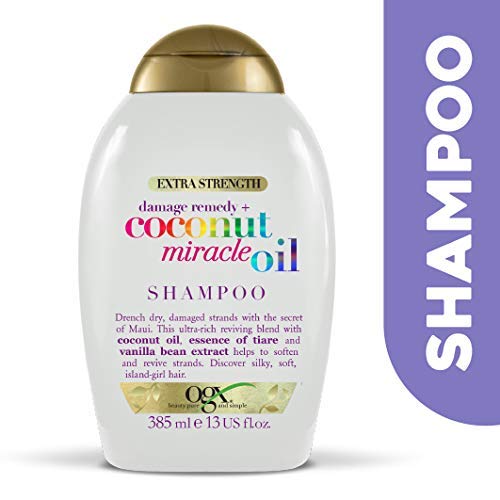 OGX, Champú Coconut Miracle Oil, Repara y Revive, Cabellos Dañados, 385ml