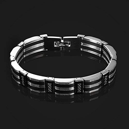 OIDEA Pulsera Hombre Acero Inoxidable Silicona Punk Rock Brazalete Biker Chulo con Rayas Regalo Cumpleaños/Aniversario de Boda