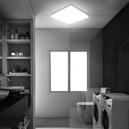 OOWOLF 25W Plafon LED Techo, Lampara De Techo Cocina Baño, 1900 lm, Blanco Frío 5500K, 30x30cm, Redonda Luz para Sala de Estar Dormitorio Baño Habitacion Comedor, No Regulable