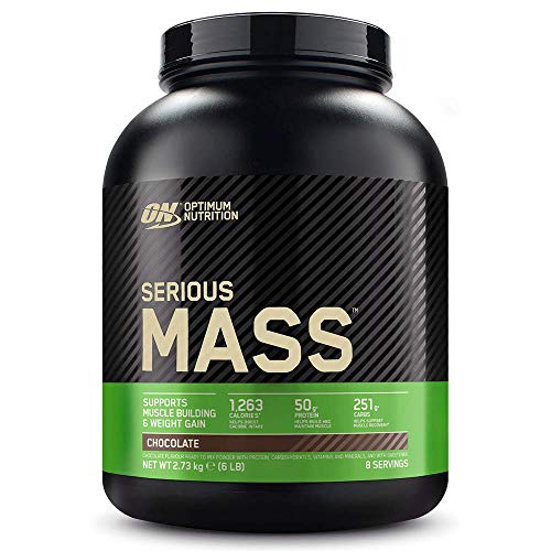 Optimum Nutrition ON Serious Mass Proteina en Polvo Mass Gainer Alto en Proteína, con Vitaminas, Creatina y Glutamina, Chocolate, 8 Porciones, 2.73 kg, Embalaje Puede Variar