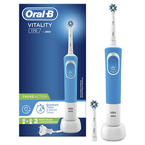 Oral-B Vitality 170 Cepillo Eléctrico Recargable Con Tecnología De Braun, 1 Mango Azul, 2 Cabezales De Recambio