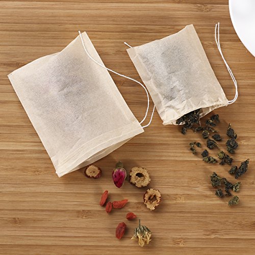OUNONA 200pcs bolsas de te desechables bolsas de filtro para té de hojas sueltas (9 * 7 cm y 7 * 5.5 cm)