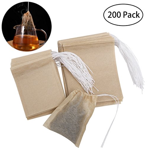 OUNONA 200pcs bolsas de te desechables bolsas de filtro para té de hojas sueltas (9 * 7 cm y 7 * 5.5 cm)