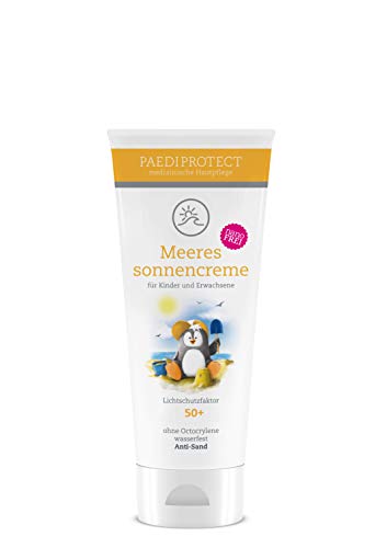 PAEDIPROTECT Meeressonnencreme für Kinder und Erwachsene (1x75ml) Lichtschutzfaktor 50 + (wasserfest, Anti-Sand, vegan)