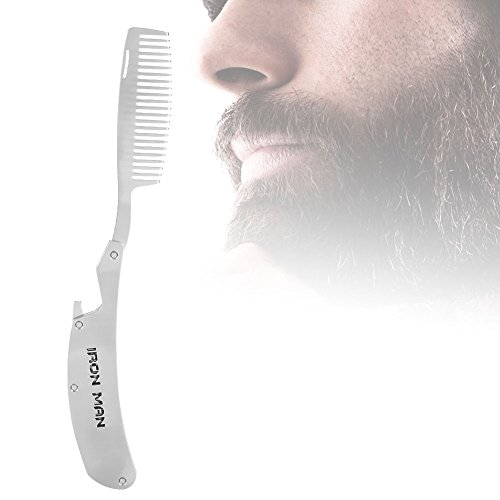 Peine de Carbono con forma de barba plegable portátil, ideal para cabello de cabeza, barba y bigotes - Herramienta de estilo de acero inoxidable para hombres