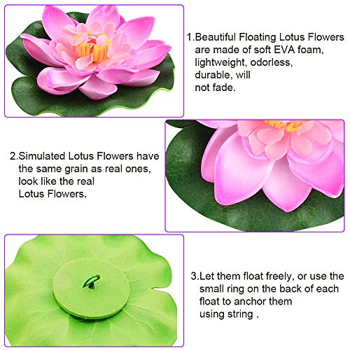 PERFETSELL 5 Pcs Nenufares Artificiales Flotantes Plantas Flotantes Artificiales Flores Artificiales Flotantes Lirio de Agua Artificial Flotante Decoración Bonita para Estanque Piscinas Escenario