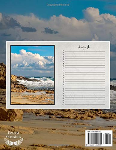 Perpetual Birthday Calendar: Beach Landscapes Perpetual Birthday & Anniversary Calendar 8.5x11 Beach Shoreline Special Event Annual Reminder Calendar Book Journal for ... Home or Office (Beach 03)