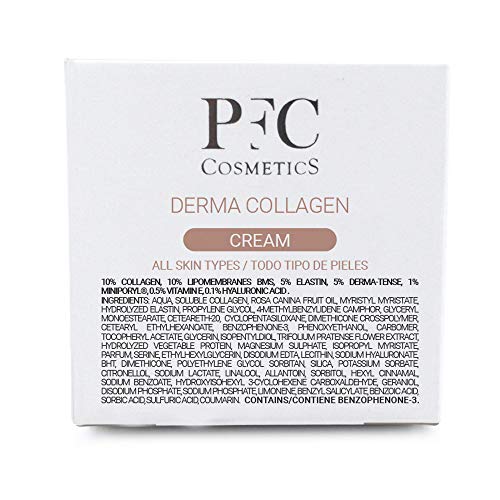 PFC Cosmetic Crema Efecto Lifting Derma Collagen Cream 500ml Loción Hidratante con Colágeno Ácido Hialurónico Vitamina Elastina Lipomembranes BMS Derma-Tense Miniporyl® para el Cuidado Personal.