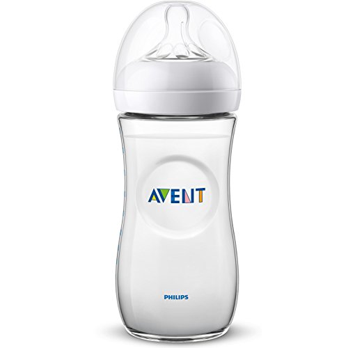 Philips Avent Biberón Natural SCF036/27 - Pack de dos biberones, de 330 ml con tetina con flujo para recién nacidos, diseñada para imitar el tacto del pecho, 0% BPA, 6m+, color transparente