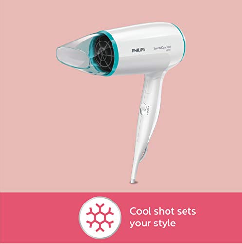 Philips Thermoprotect BHD006 - Secador de Pelo de Viaje, Doble Voltaje, DifUsor, 2 Velocidades, 2 Temperaturas, 1600 W, Blanco