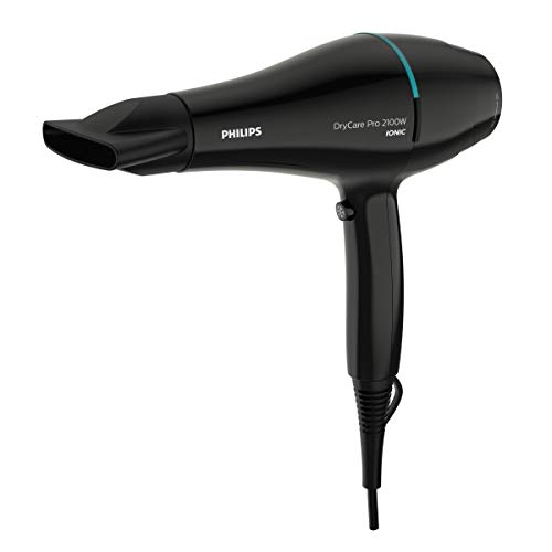 Philips Thermoprotect - Secador de Pelo Profesional, motor AC, cuidado iónico, boquilla 9 mm y 6 velocidades, temperatura ThermoProtect, 2100 W, negro y turquesa, BHD272/00