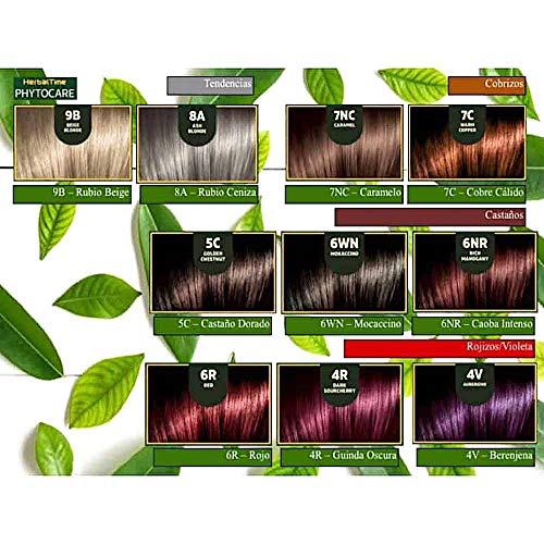 Phytocare Tinte permanente y nutritivo para cabello sin amoniaco, sin PPD, sin SLS, sin parabenos Color Caoba Intenso 6NR