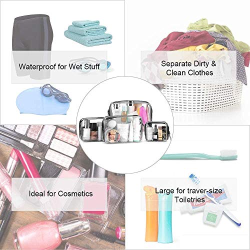 Ponangaga 4 Piezas Bolsas Portátil de Maquillaje Transparente, Bolsa de Aseo de tocador Impermeables Neceser de PVC para Viajes Baño Almacenamiento de Cremallera Organizador de Bolsa cosmético