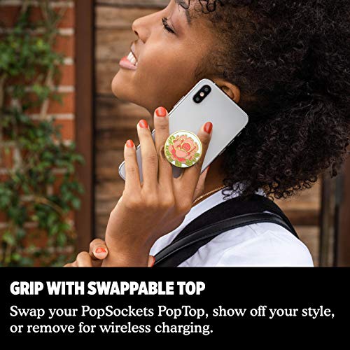 PopSockets PopGrip - Soporte y Agarre para Teléfonos Móviles y Tablets con un Top Intercambiable - Blooming Peony Pink Enamel