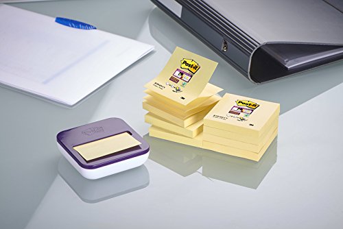 Post-it Super Sticky - Pack de 8 blocs Z-Notas, color Canary Yellow y dispensador, color m orado