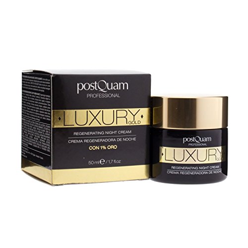 Postquam - Crema de Noche Luxury Gold | Crema Hidratante con Acido Hialuronico y Oro Coloidal - 50 Ml