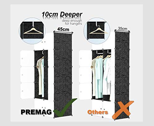 PREMAG - Guardarropa portátil para colgar ropa, armario combinado, armario modular para ahorrar espacio, organizador ideal para libros, juguetes