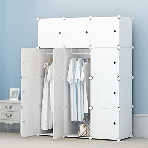 PREMAG - Guardarropa portátil para colgar ropa, armario combinado, armario modular para ahorrar espacio, organizador ideal para libros, juguetes