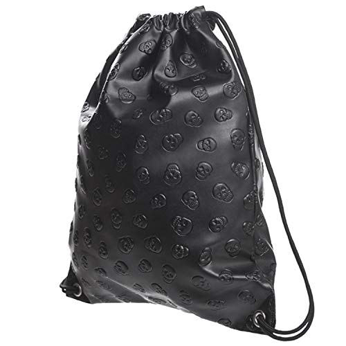 PREMYO Bolsa de Cuerdas Saco de Gimnasio Deporte Mochila Mujer Hombre con Impresión Cráneo Motivo Gracioso Práctico Cómodo Cordón Robusto