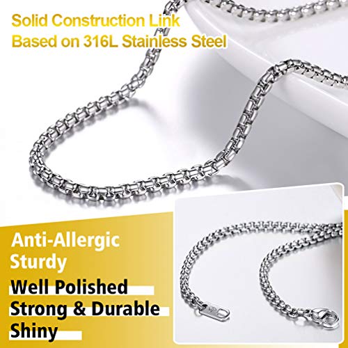 PROSTEEL Collar Hombre Collar Mujer de Acero Inoxidable 3mm Cadena Curb Chain 50cm