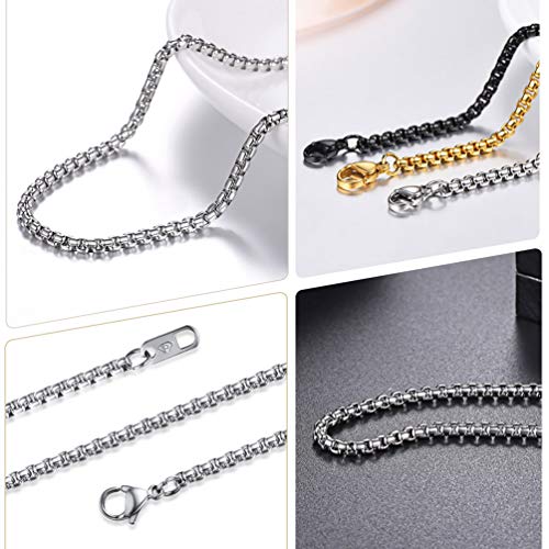 PROSTEEL Collar Hombre Collar Mujer de Acero Inoxidable 3mm Cadena Curb Chain 50cm