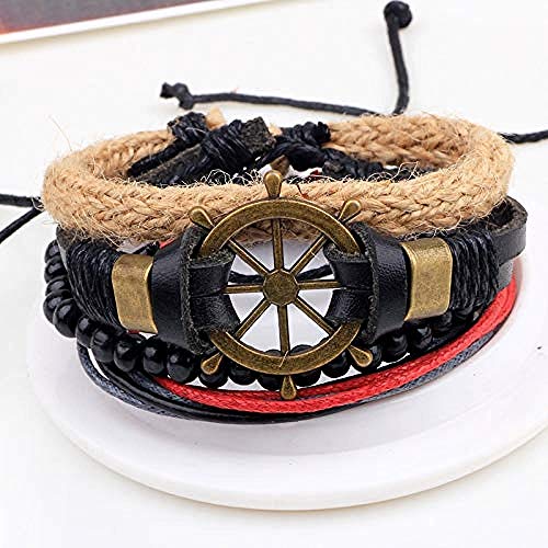 Pulsera de Halloween Pulsera Punk Genuino Wrap Pulseras de cuero Hombres para mujeres Timón Brazalete Pulsera Accesorios de joyería Venta al por mayor Diy Beads Bangles Hombre Mujer Brazalete de pulse