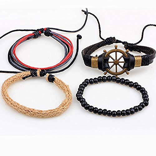 Pulsera de Halloween Pulsera Punk Genuino Wrap Pulseras de cuero Hombres para mujeres Timón Brazalete Pulsera Accesorios de joyería Venta al por mayor Diy Beads Bangles Hombre Mujer Brazalete de pulse