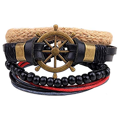 Pulsera de Halloween Pulsera Punk Genuino Wrap Pulseras de cuero Hombres para mujeres Timón Brazalete Pulsera Accesorios de joyería Venta al por mayor Diy Beads Bangles Hombre Mujer Brazalete de pulse