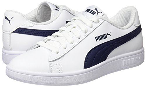 PUMA Smash V2 L, Zapatillas Unisex Adulto, White-Peacoat, 38.5 EU