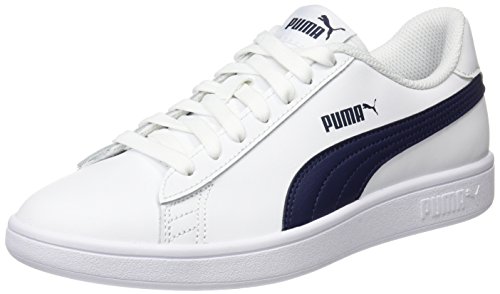 PUMA Smash V2 L, Zapatillas Unisex Adulto, White-Peacoat, 38.5 EU