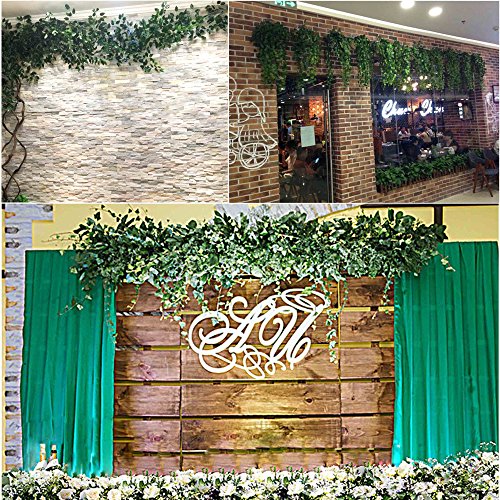 QH-Shop Hojas de Vid,Artificial Guirnalda Plantas de Follaje de Seda para Hogar Jardín Valla Boda Fiesta Ventana Escalera Exterior 12 Packs