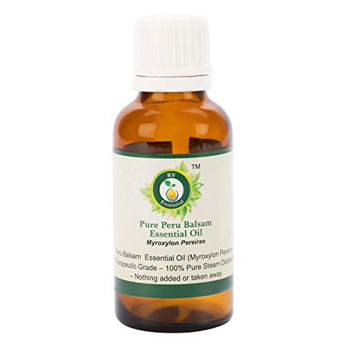 R V Essential Aceite esencial de bálsamo de Perú puro 50ml (1.69oz)- Myroxylon Pereirae (100% puro y vapor natural destilado) Pure Peru Balsam Essential Oil