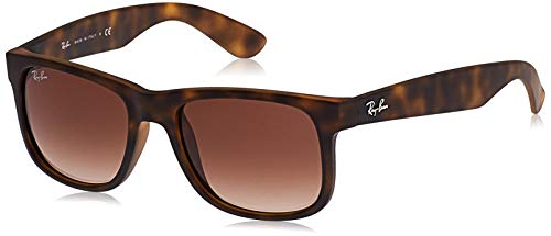 Rayban Justin RB4165 - Gafas de sol Unisex, Marrón (Rubber Light Havana), 51 mm