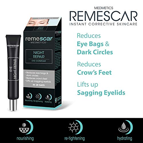 Remescar - Reparación Nocturna - Contorno De Ojos - Reduzca Las Bolsas Para Los Ojos Y Las Ojeras - Reduzca La Apariencia De Las Patas De Gallo - Crema De Noche Para Los Párpados Caídos