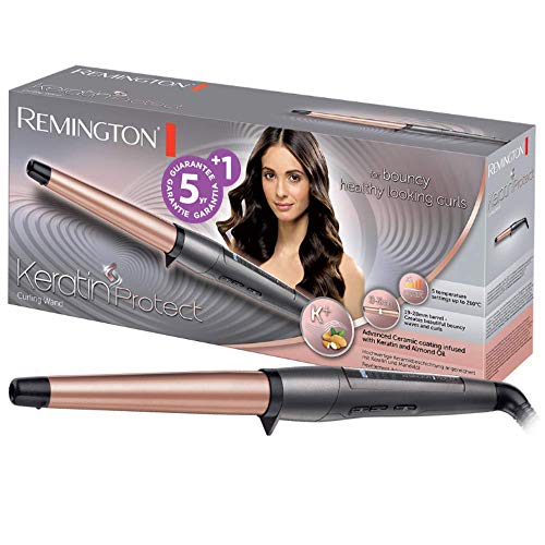 Remington Keratin Protect CI83V6, Rizador Barril de 19 - 28 mm, Cerámica Avanzada con Queratina y Aceite de Almendras, Hasta 210º C, Pantalla Digital