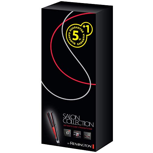 Remington Salon Collection S9700 Plancha de Pelo, Cerámica, Digital, Placas Extra Largas, Negro y Rojo, Resultados Profesionales