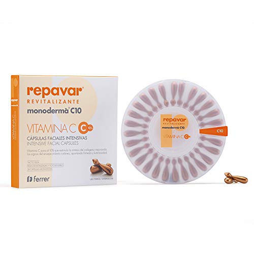 Repavar Revitalizante Monoderma C 10 - Intensivo Tratamiento Antiedad, con 10% de Vitamina C, 28 Cápsulas Monodosis